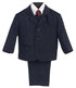Little Boys Navy Pin-Striped Jacket Vest Necktie Shirt Pant 5 Pc Suit 2-7 - SophiasStyle.com